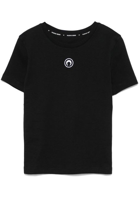 t-shirt baby fit moon logo jersey donna nera MARINE SERRE | WTT012ACJER0008BK99